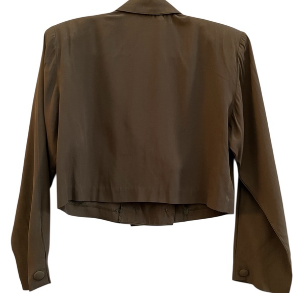 Vintage Michael Blair Bolero Cropped Blazer Olive Green Double Breasted 90s - Picture 2 of 4